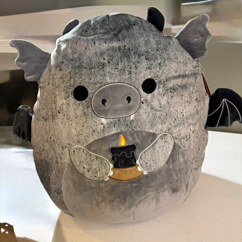 Squishmallows Gio Gray/Black Bat Halloween Plush, Large 18in, Washable